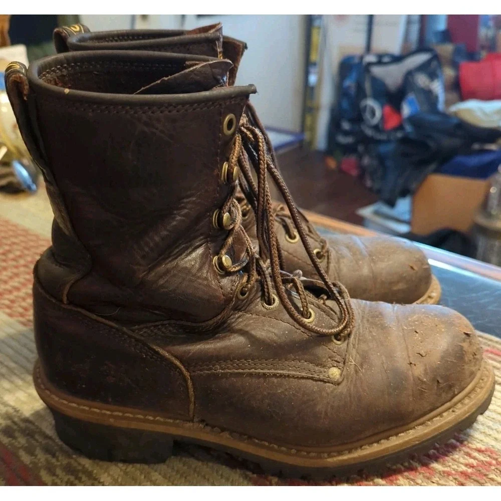 Carolina Work‎ Boots Mens 8 D Brown Waterproof Leather Hard Toe Lace-Up Vintage